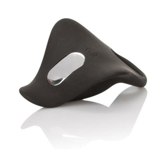 Silicone Rechargeable Remote Pleasurizer Ring Black