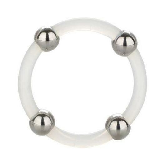 Steel Beaded Silicone Ring Large Clear