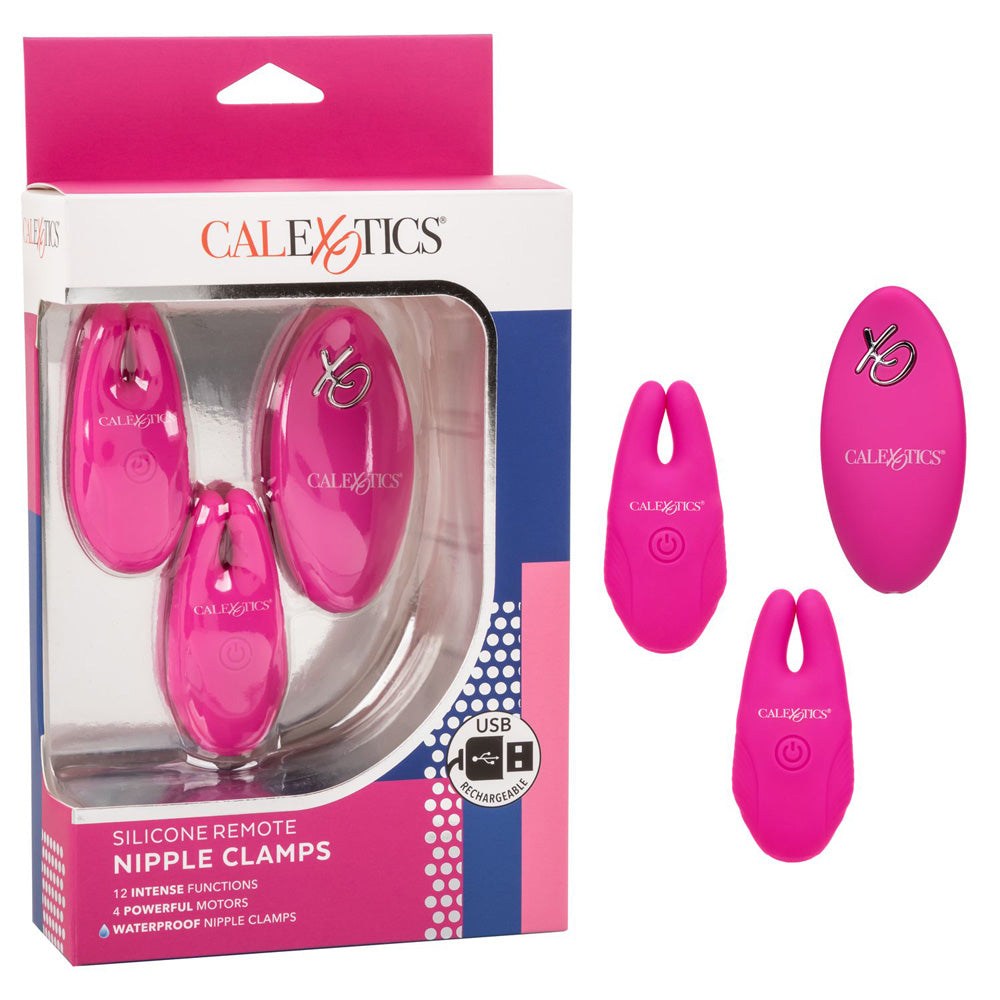 Silicone Nipple Clamps w/Remote - Pink