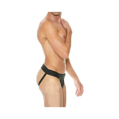 Premium Leather Plain Front With Zip Jock S/m Black
