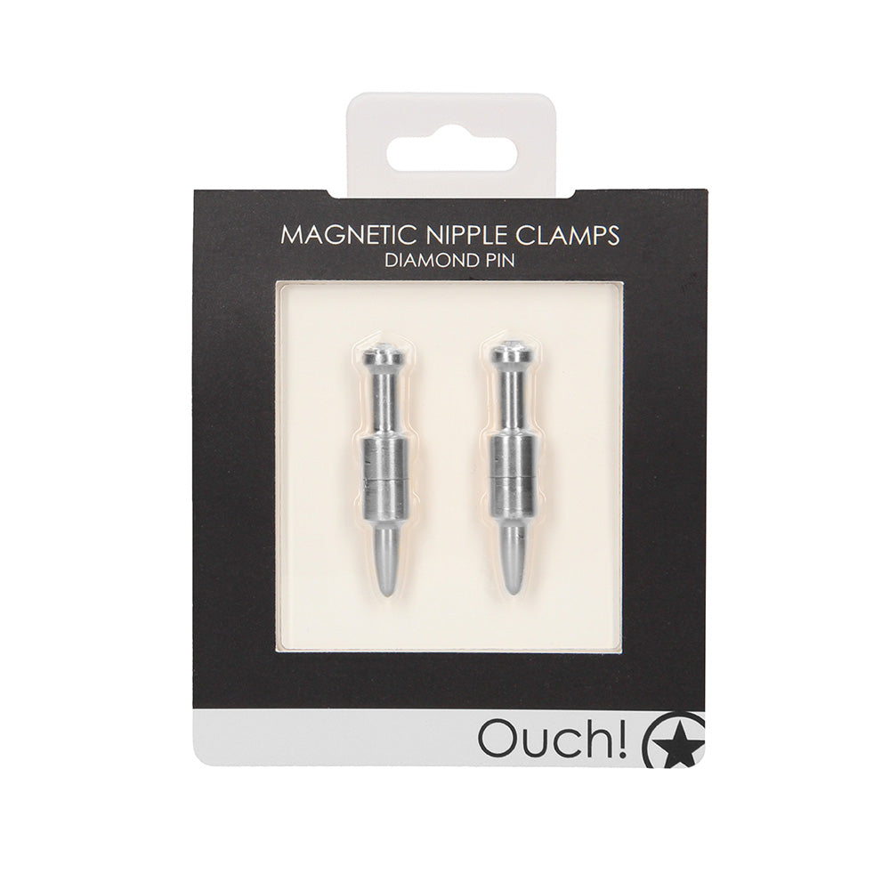 Shots Ouch Pin Magnetic Nipple Clamps - Silver