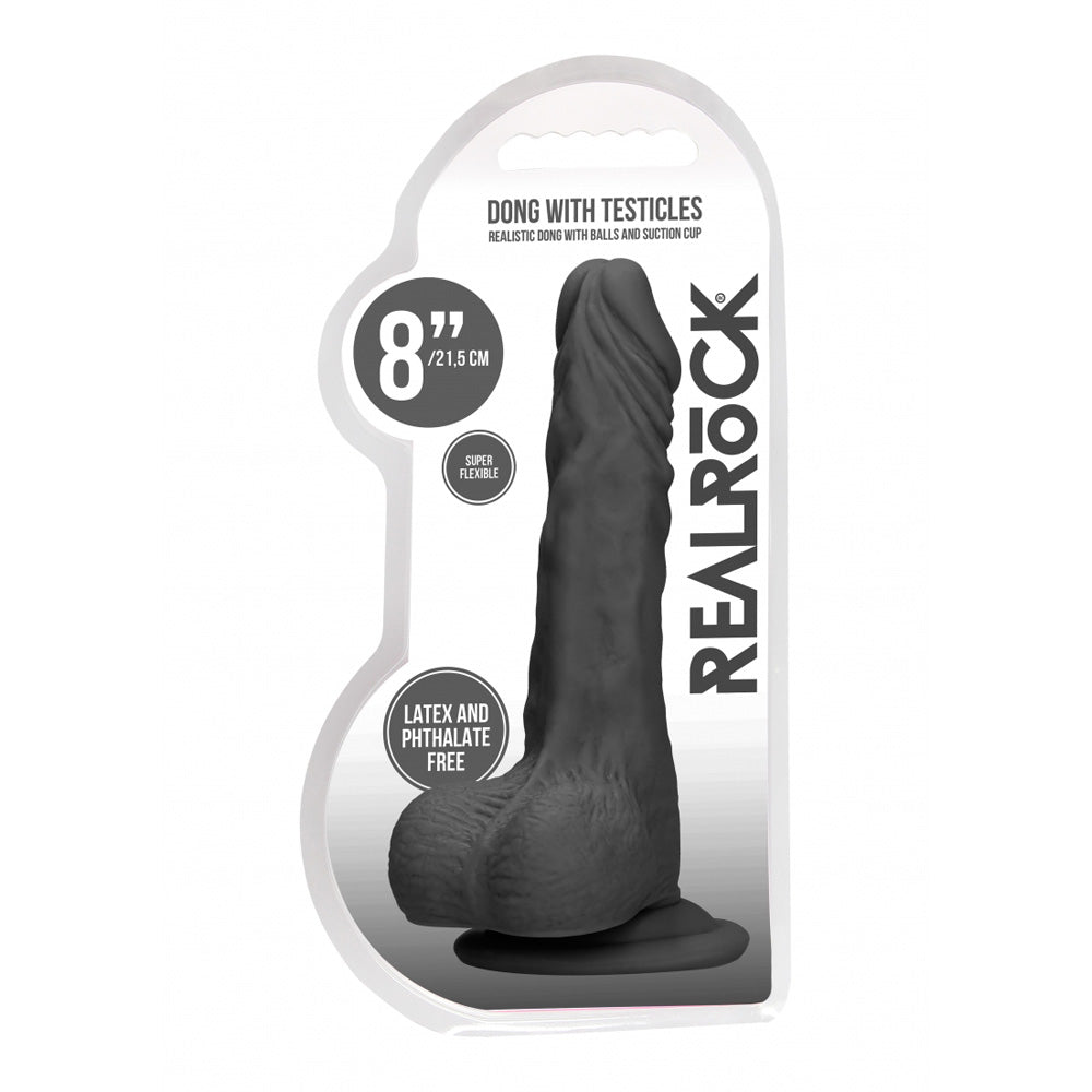 Realrock Dong With Testicles 8" Black