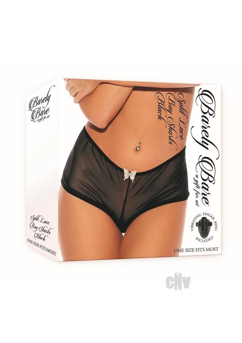 Barely B Split Lace Boy Shorts Blk