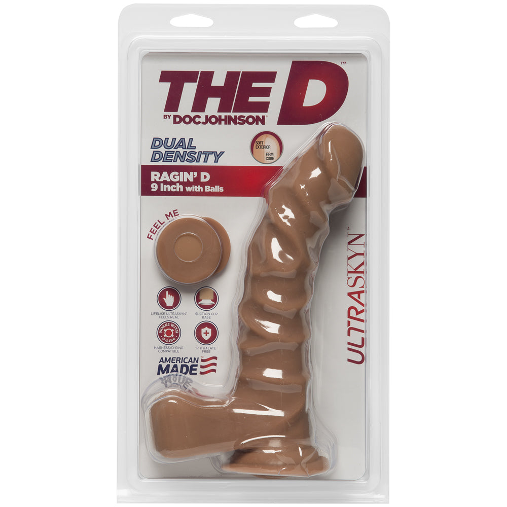 The D Ragin D 9 inches Dildo with Balls - Mocha