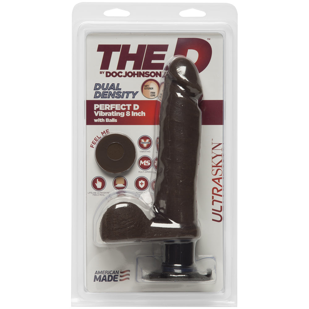 The D 8" Perfect D Vibrating w/Balls - Chocolate