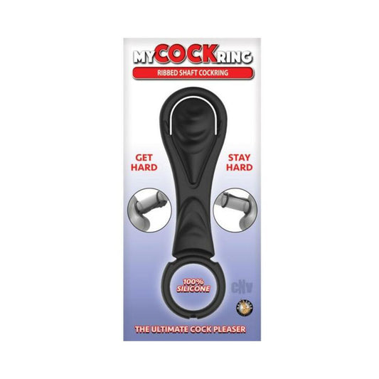 My Cockring Ribbed Shaft Cockring Black