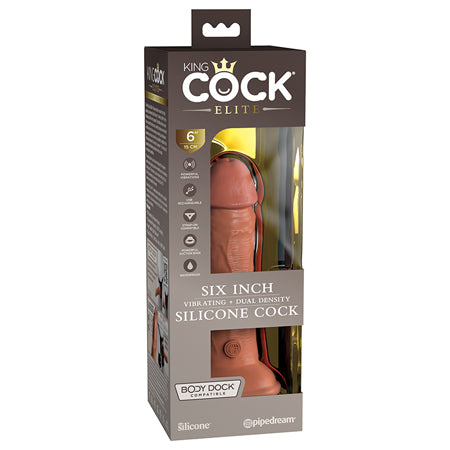King Cock Elite 6' Dual Density Vibrating Silicone Cock - Tan