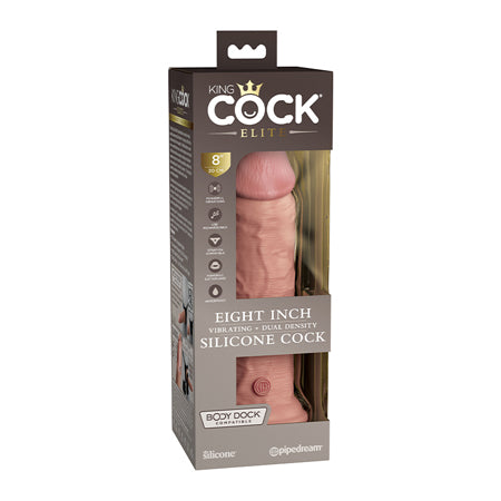King Cock Elite 8' Dual Density Vibrating Silicone Cock - Light