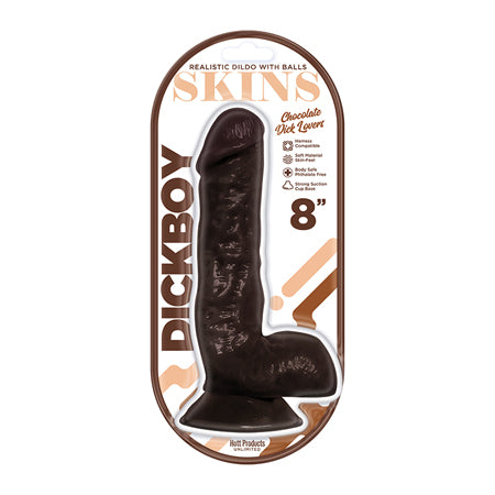 Dickboy - Skins - Dildo With Balls - 8 Inch -   Chocolate Dick Lover
