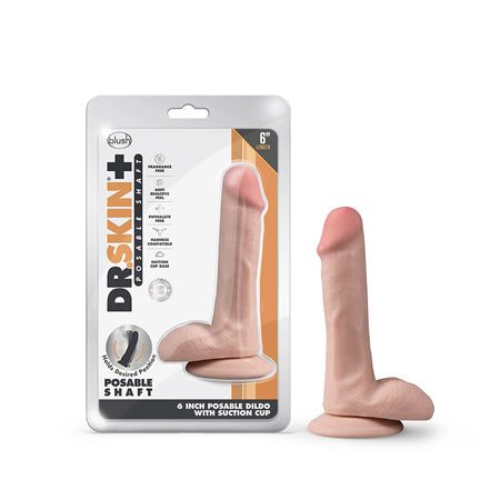 Dr. Skin Plus - 6 Inch Posable Dildo With Balls -  Vanilla