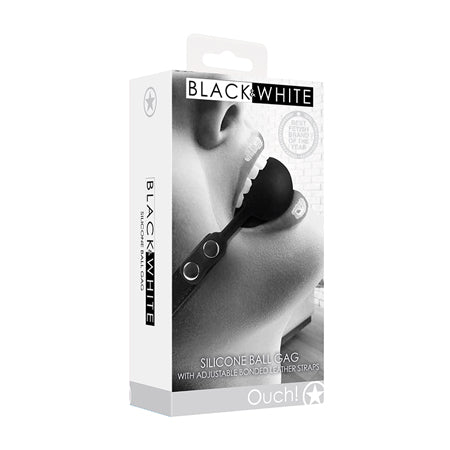 Shots Ouch Black & White Silicone Ball Gag - Black