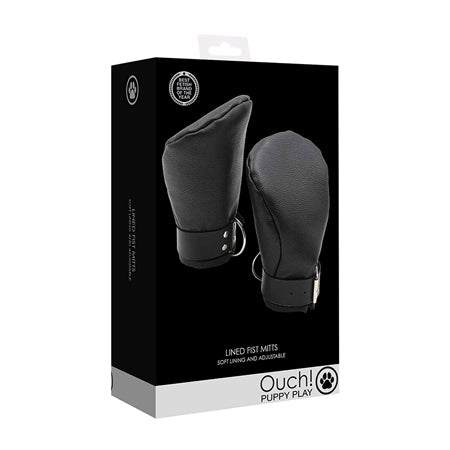 Shots Ouch Puppy Play Lined Fist Mitts - Black