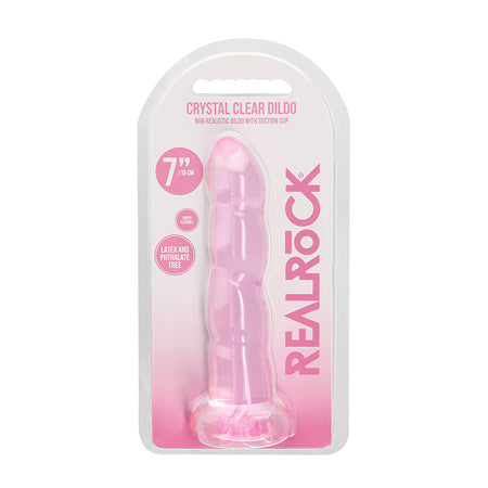 Shots RealRock Crystal Clear Non Realistic 7' Dildo  - Pink