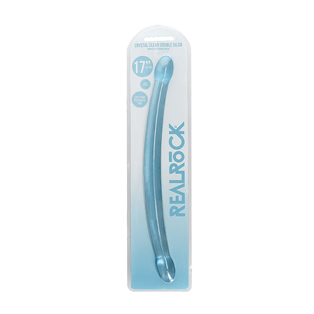 Shots RealRock Crystal Clear 17' Double Dildo  - Blue