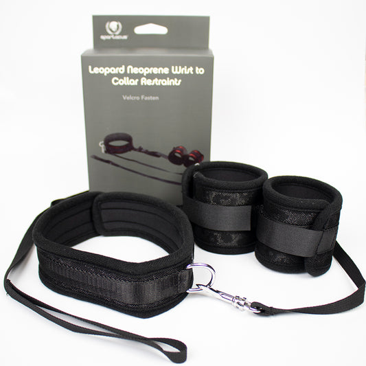 Collar To Wrist Cuffs Neoprene Black