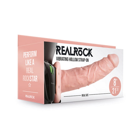 Vibrating Hollow Strap-on No Balls 8 Inch - Flesh