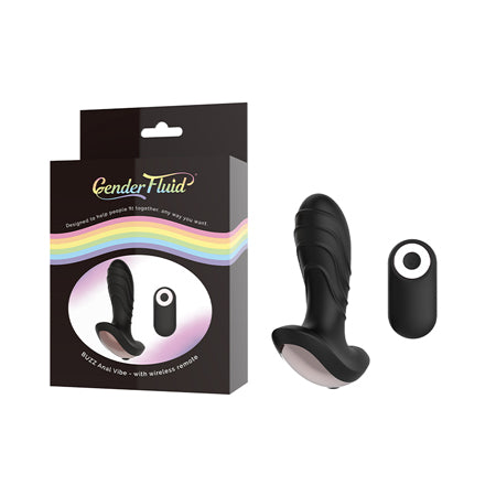 Gender Fluid Buzz Anal Vibe w/Remote - Black