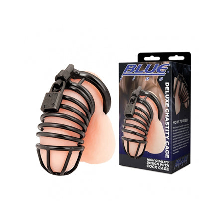 Blue Line Deluxe Chastity Cage - Black