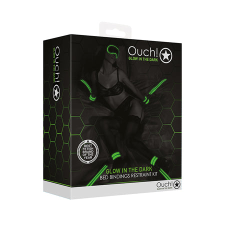 Shots Ouch Bed Bindings Restraint Kit - Glow in the Dark