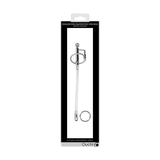 Ouch Urethral Snd Mtl Dltr wRing 7.6mm