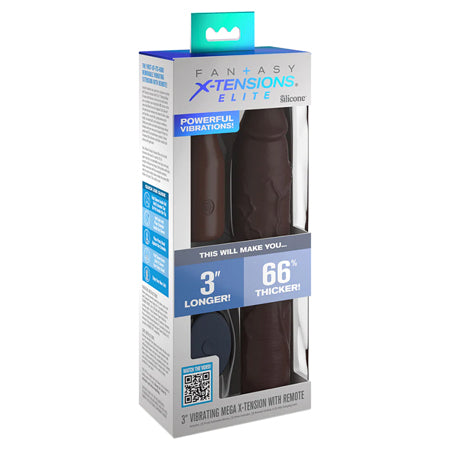 Fantasy X-tensions Elite 9' Sleeve Vibrating 3' Plug w/Remote - Brown