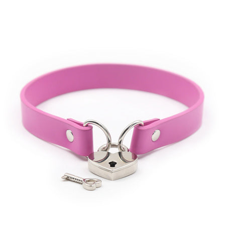 Plesur PVC Collar With Heart Lock & Key Pink Bag Packaging
