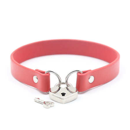 Plesur PVC Collar With Heart Lock & Key  Red Bag Packaging