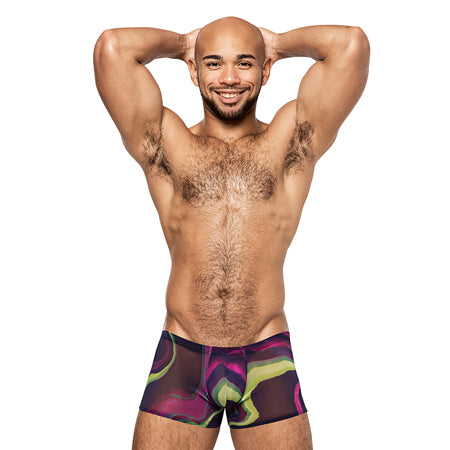 Galactic Sheer Poly Spandex Mini Short Multi Color XL