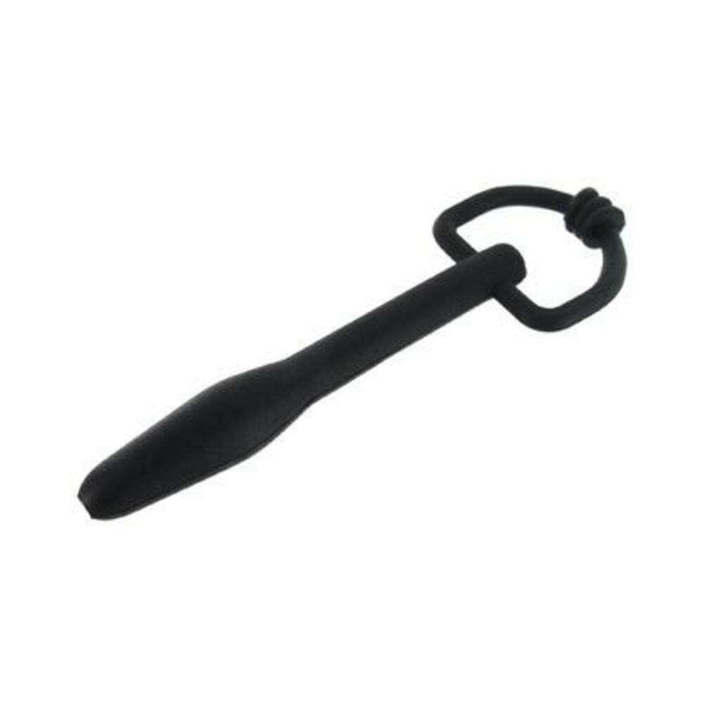 Silicone Cum Thru D-Ring Penis Plug Black