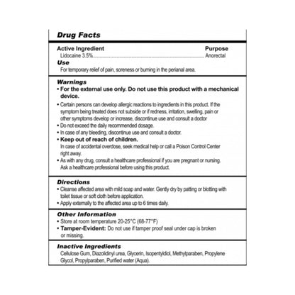 Numb Desensitizing Water Based Lubricant 3.5 Percent Lidocaine 8oz