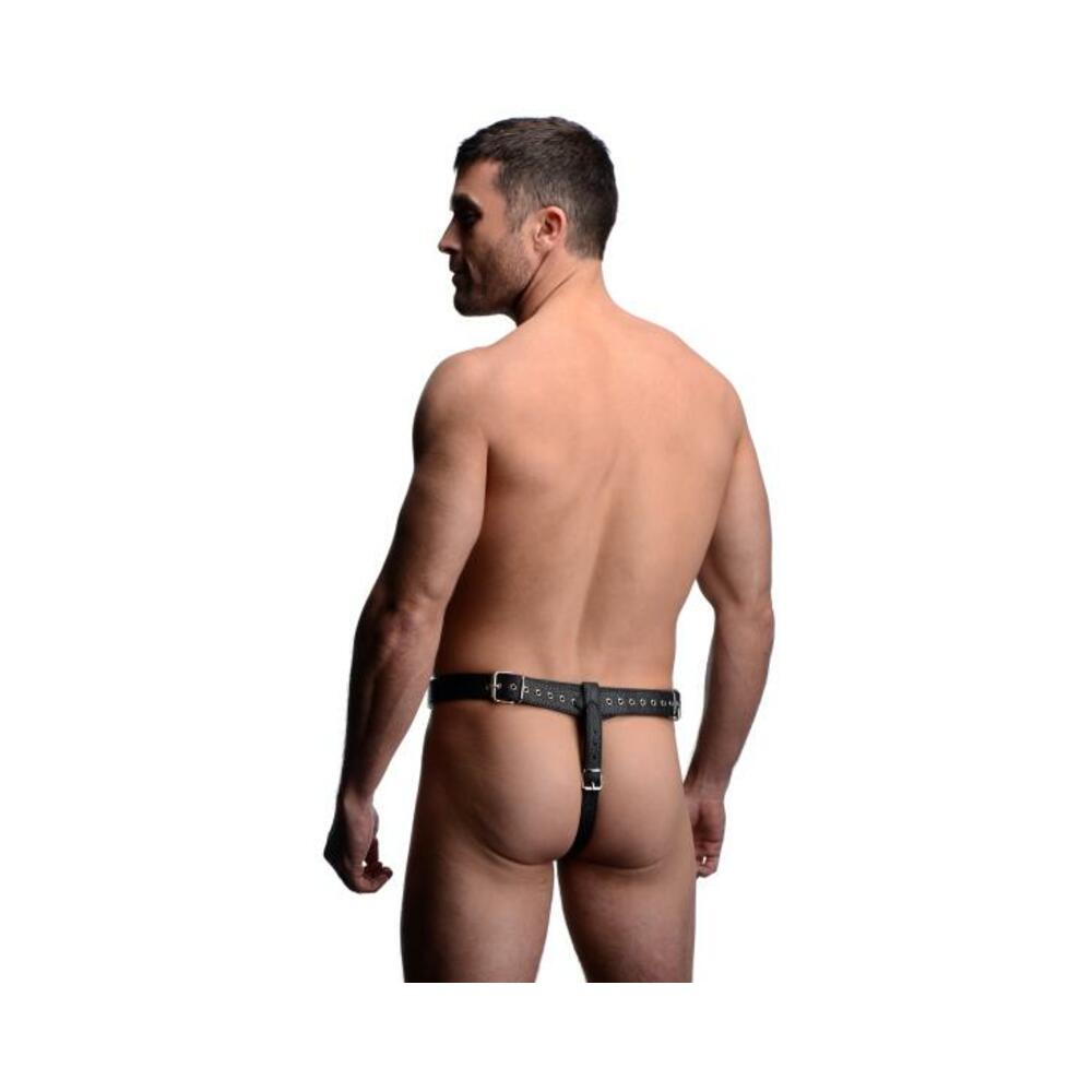 Strict Male Chastity Harness O/S Black  Leather