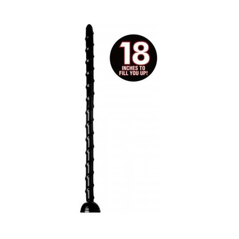 Hosed 18 Inches Swirl Thin Anal Snake Black