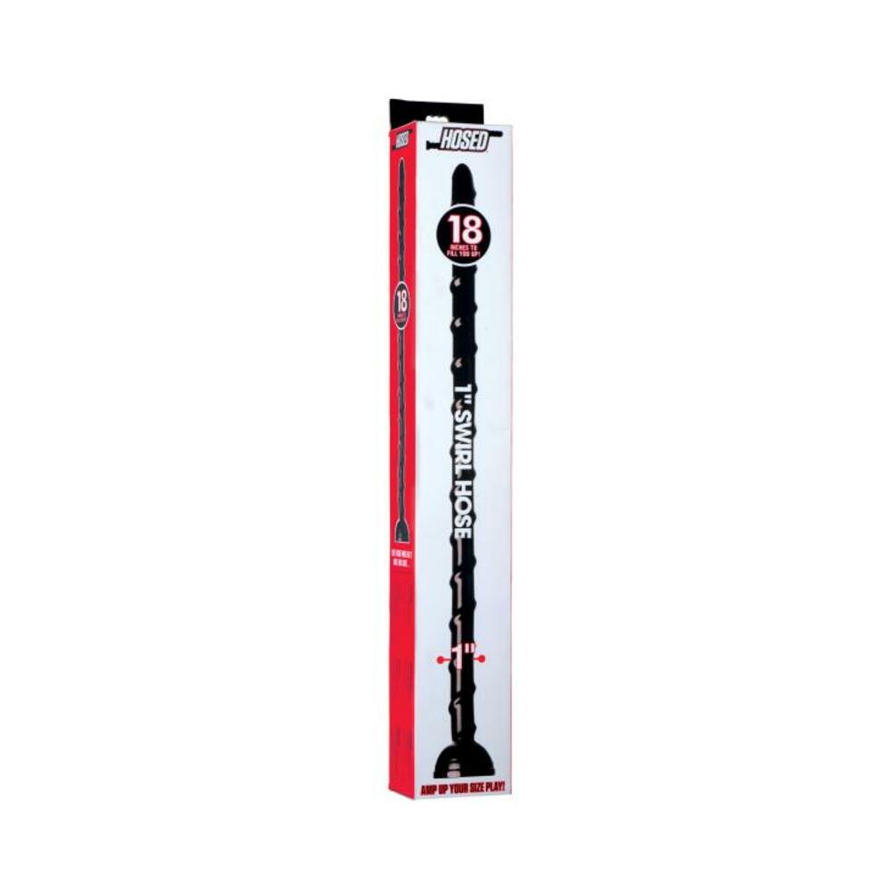Hosed 18 Inches Swirl Thin Anal Snake Black