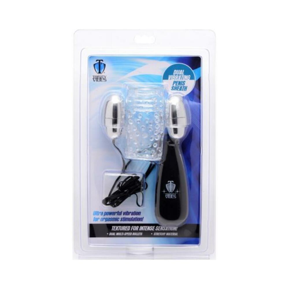 Dual Vibrating Penis Sheath Clear Stroker