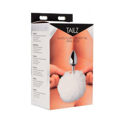 White Fluffy Bunny Tail Anal Plug