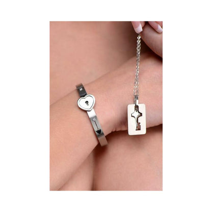 Cuffed Locking Bracelet, Key Necklace Tungsten Steel