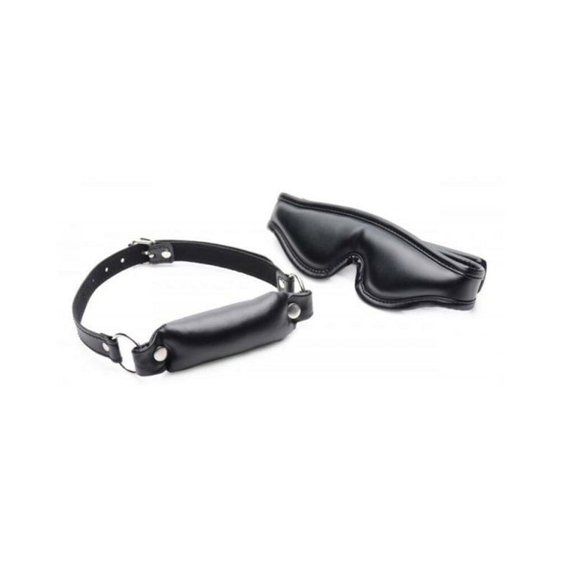 Padded Blindfold And Gag Set Black