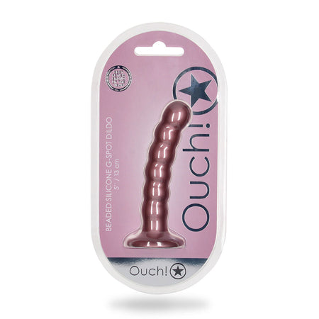 Shots Ouch 5' Beaded G-Spot Dildo - Rose Gold