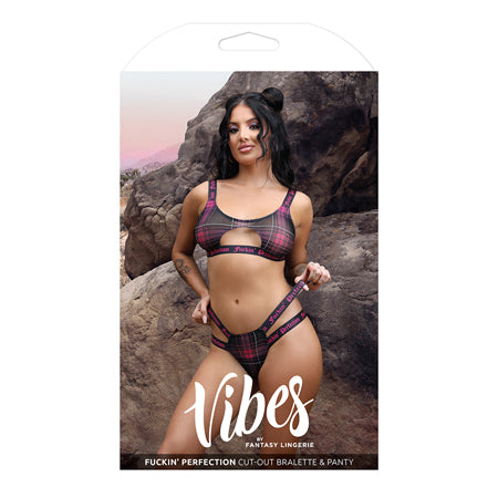 Vibes Fuckin' Perfection Cutout Bralette & Panty Black/Pink S/M