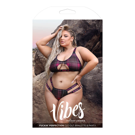 Vibes Fuckin' Perfection Cutout Bralette & Panty Black/Pink QN