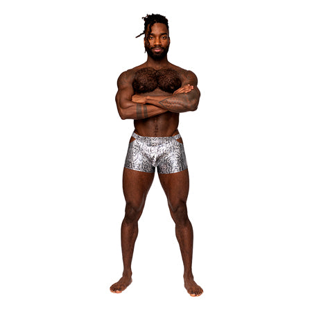 Male Power Snaked Pouch Short Silver/Black XL