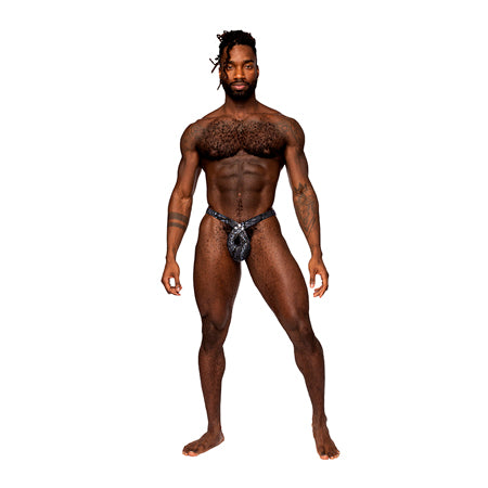 Male Power Snaked Criss Cross Thong Black/Blue L/XL