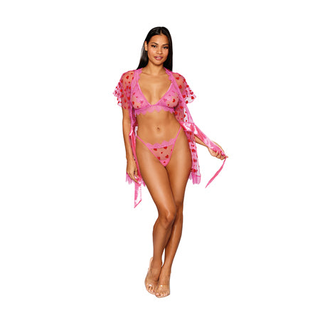 Dreamgirl Robe: Bralette & G-String Peony L