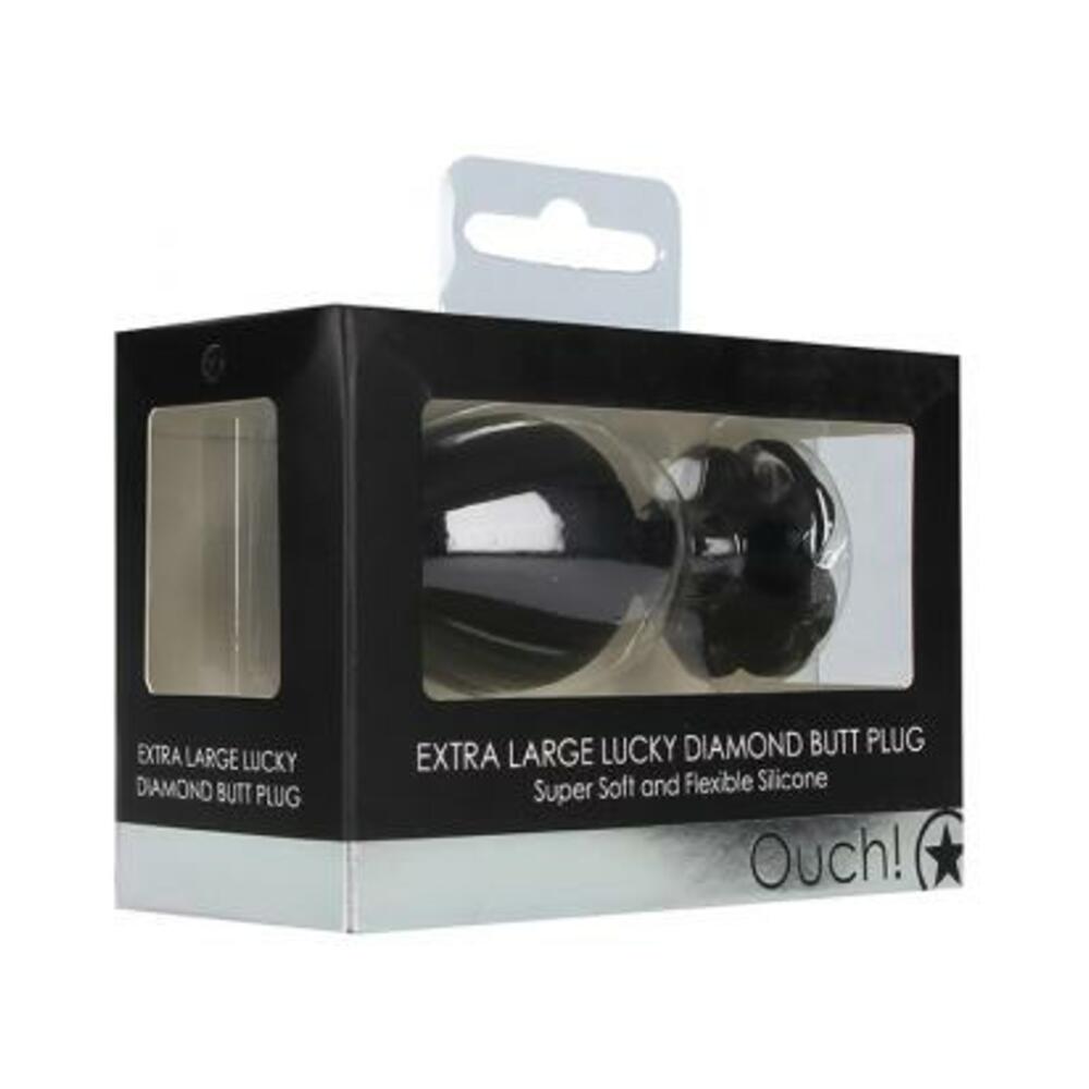 Ouch! Extra Large Lucky Diamond Butt Plug - Black