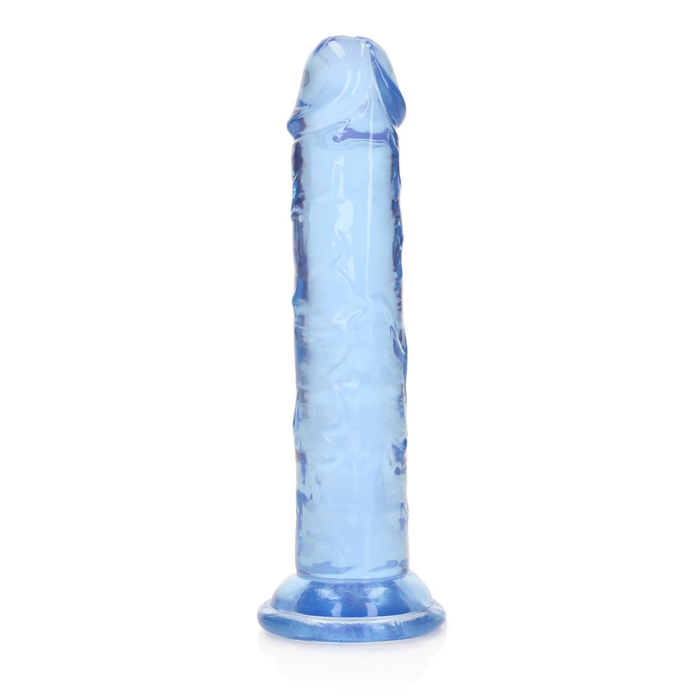 Realrock Crystal Clear Straight Realistic Dildo With Suction Cup 6'' Blue