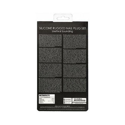 Shots Ouch Urethral Sounding Silicone Rugged Nail Plug Set - Black