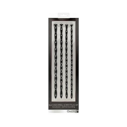 Shots Ouch Advanced Urethral Sounding Silicone Spiral Plug Set - Black