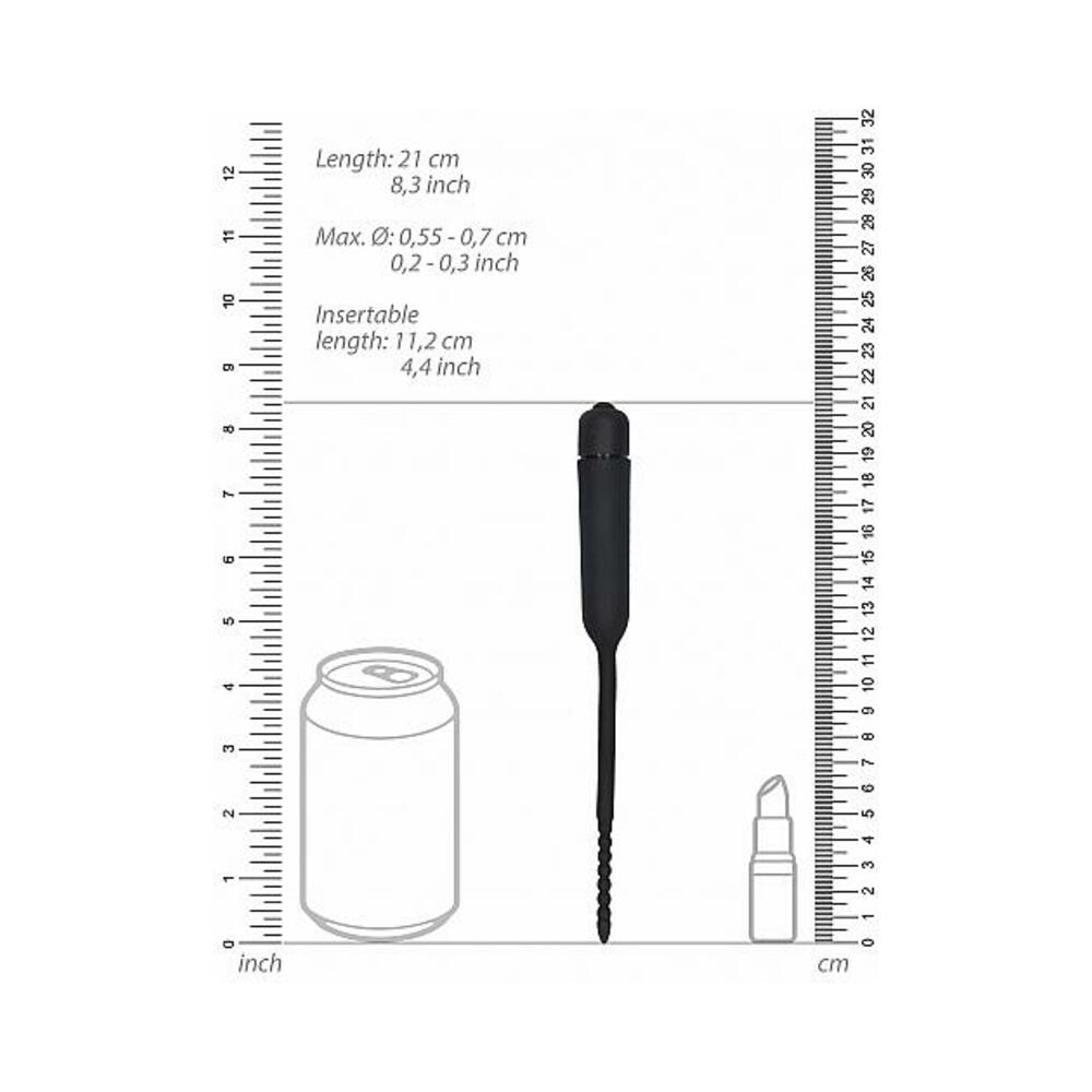 Shots Ouch Urethral Sounding Silicone Vibrating Bullet Plug W/beaded Tip - Black