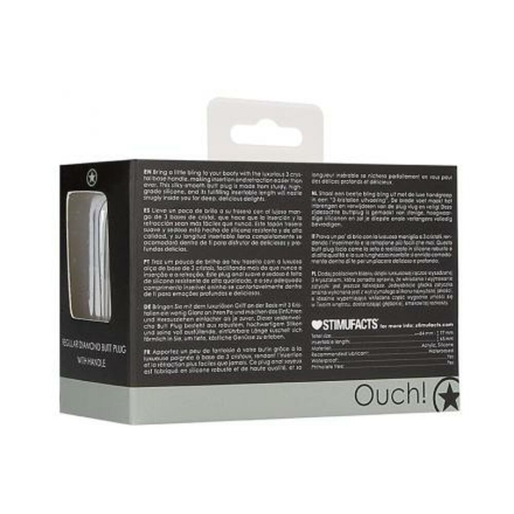 Ouch! Regular Diamond Butt Plug With Handle - Black
