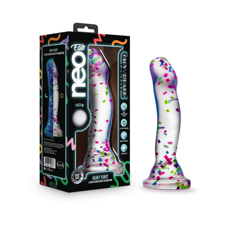 Blush Neo Elite Hanky Panky 7' Confetti Dildo - Glow in the Dark